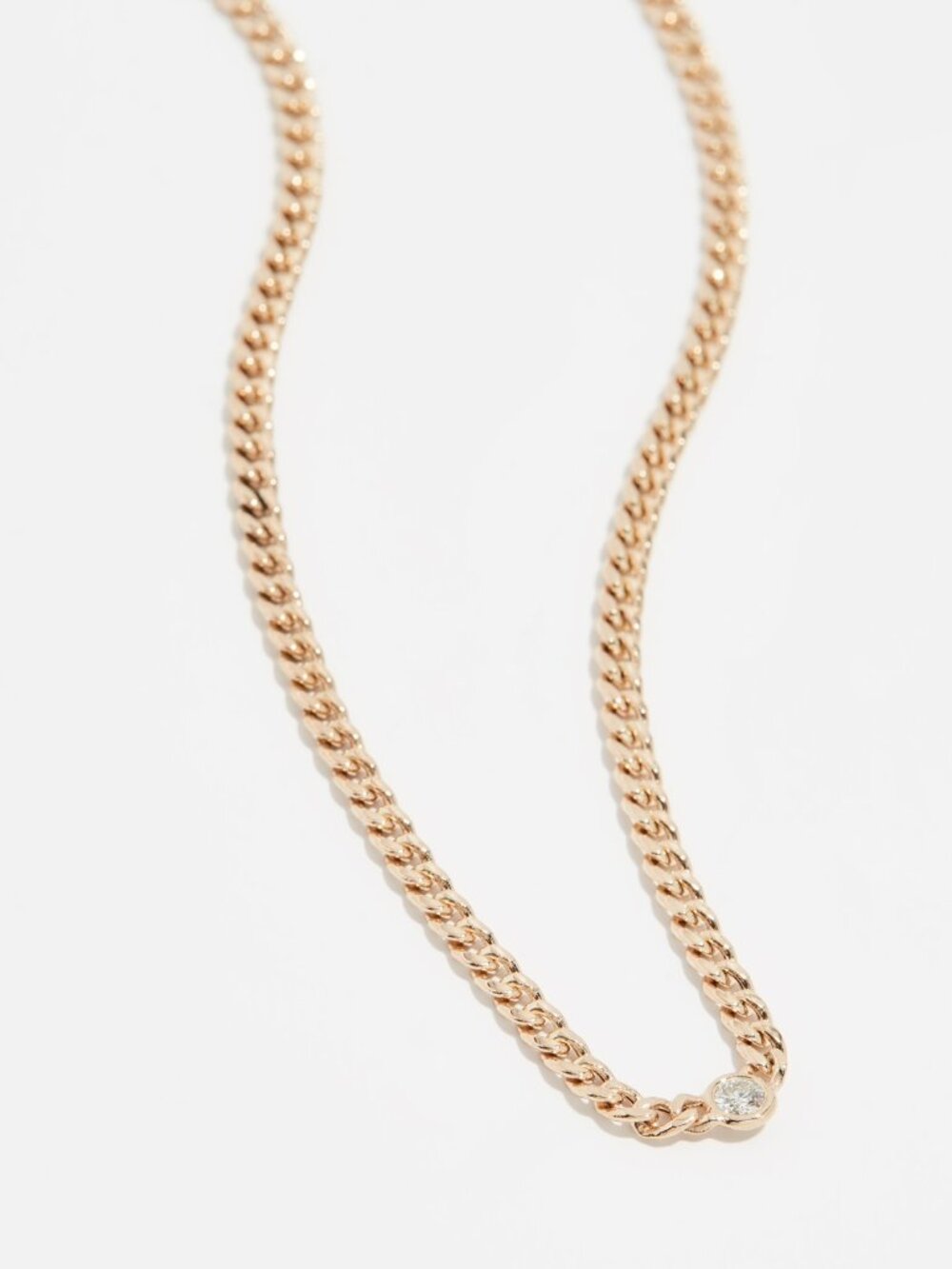 Zoe Chicco 14k Small Curb Chain Necklace with Floating Diamond
